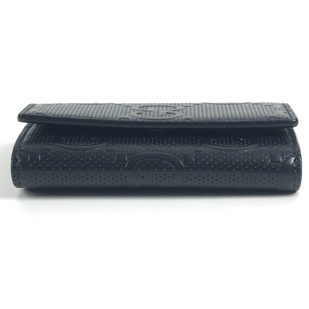 GUCCI 625565 GG Embossed Logo 6-Piece Key Case with Key Ring, Leather, Unisex, Black