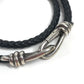 TIFFANY&Co. 編込みレザー ノットダブルレイドラップ アクセサリー ジュエリー 2重ブレス ブレスレット レザー ユニセックス ダークグレー系