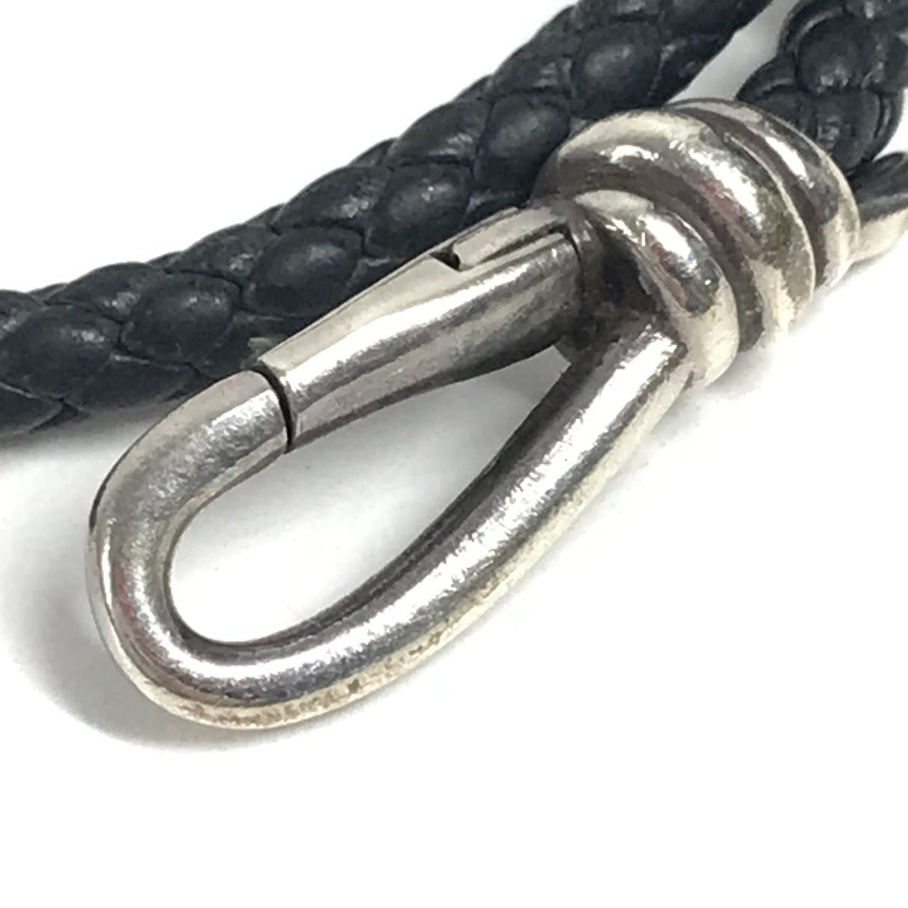 TIFFANY&Co. 編込みレザー ノットダブルレイドラップ アクセサリー ジュエリー 2重ブレス ブレスレット レザー ユニセックス ダークグレー系