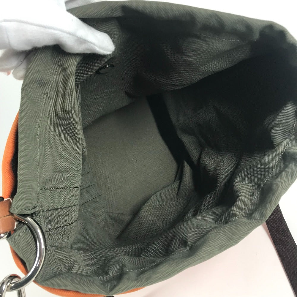 HERMES 斜め掛け サックドパンサージュ バケツ型 ばけつ型 ポーチ付き カバン ショルダーバッグ コットン ユニセックス オレンジ
