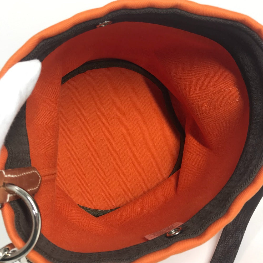 HERMES 斜め掛け サックドパンサージュ バケツ型 ばけつ型 ポーチ付き カバン ショルダーバッグ コットン ユニセックス オレンジ