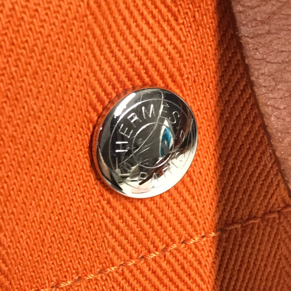 HERMES 斜め掛け サックドパンサージュ バケツ型 ばけつ型 ポーチ付き カバン ショルダーバッグ コットン ユニセックス オレンジ