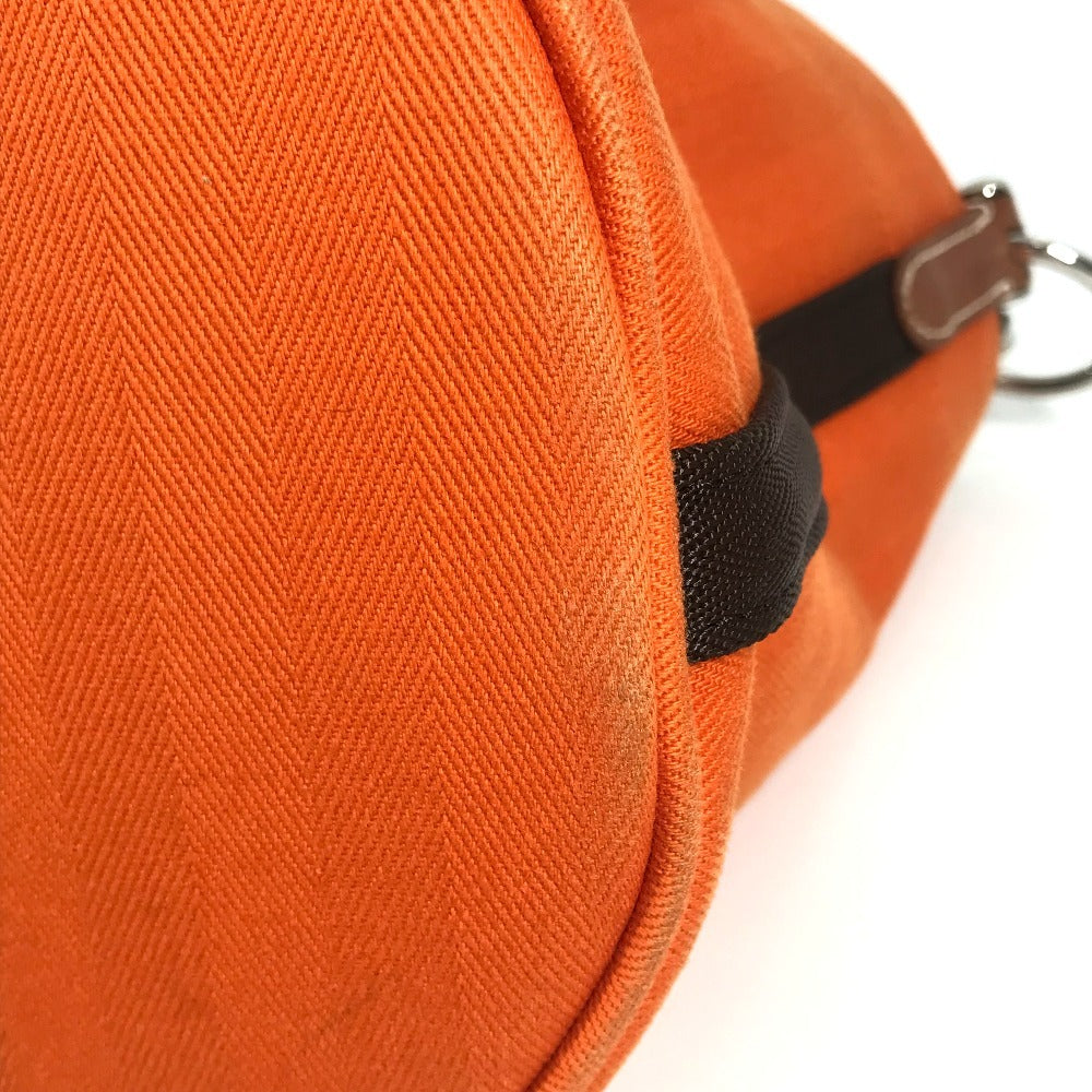 HERMES 斜め掛け サックドパンサージュ バケツ型 ばけつ型 ポーチ付き カバン ショルダーバッグ コットン ユニセックス オレンジ