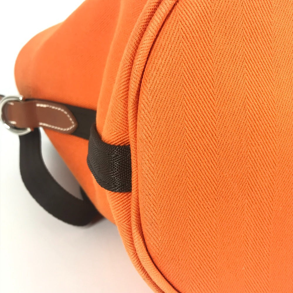 HERMES 斜め掛け サックドパンサージュ バケツ型 ばけつ型 ポーチ付き カバン ショルダーバッグ コットン ユニセックス オレンジ
