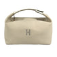 HERMES Bride a Black GM Bride a Black GM Bag Pouch Vanity Bag H Logo Handbag Cotton Unisex Beige
