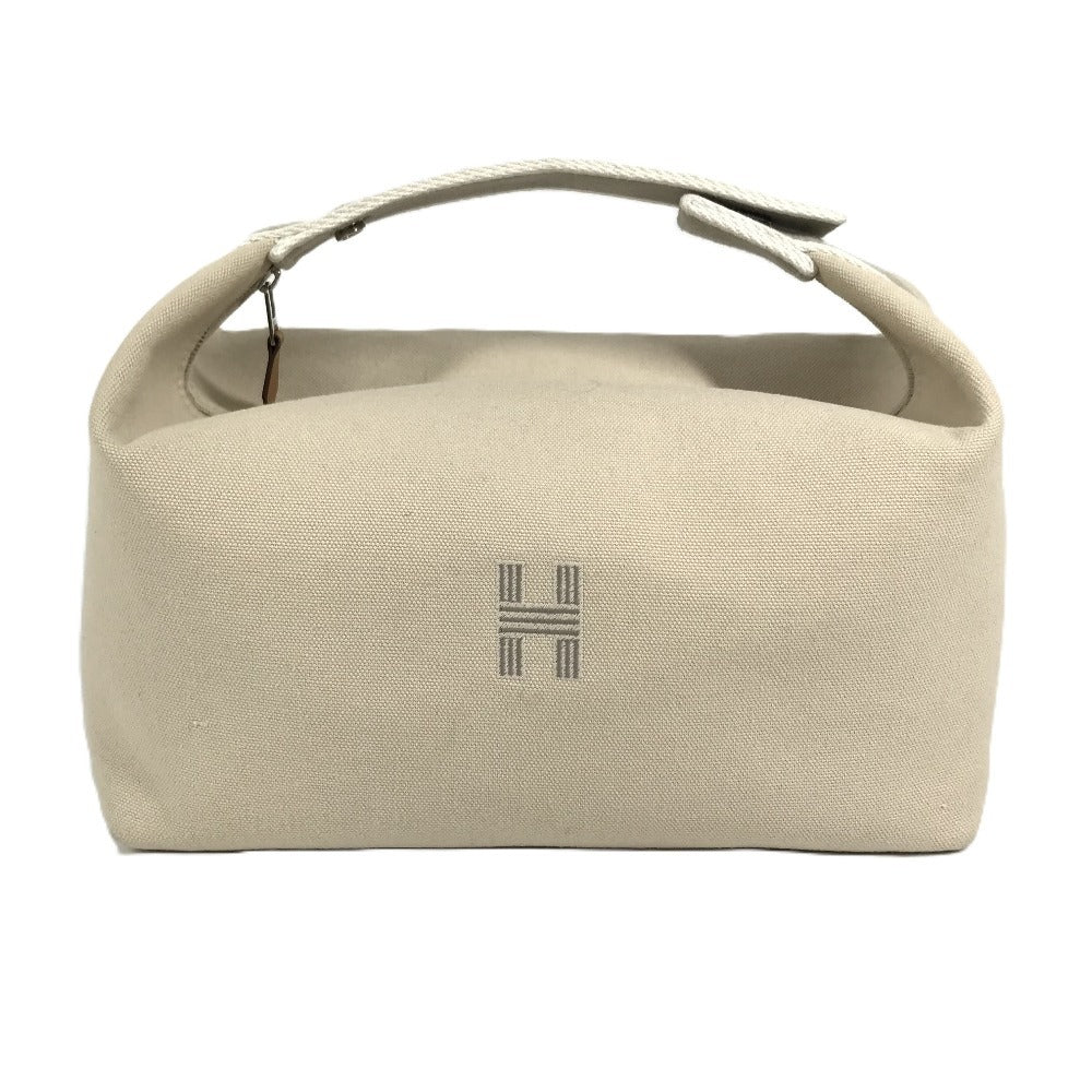HERMES Bride a Black GM Bride a Black GM Bag Pouch Vanity Bag H Logo Handbag Cotton Unisex Beige