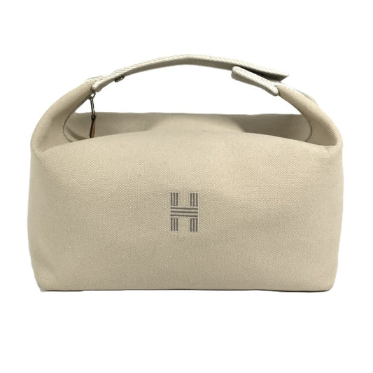 HERMES ブリッドアブラックGM ブリッドアブラック GM カバン ポーチ バニティバッグ Hロゴ ハンドバッグ コットン ユニセックス ベージュ