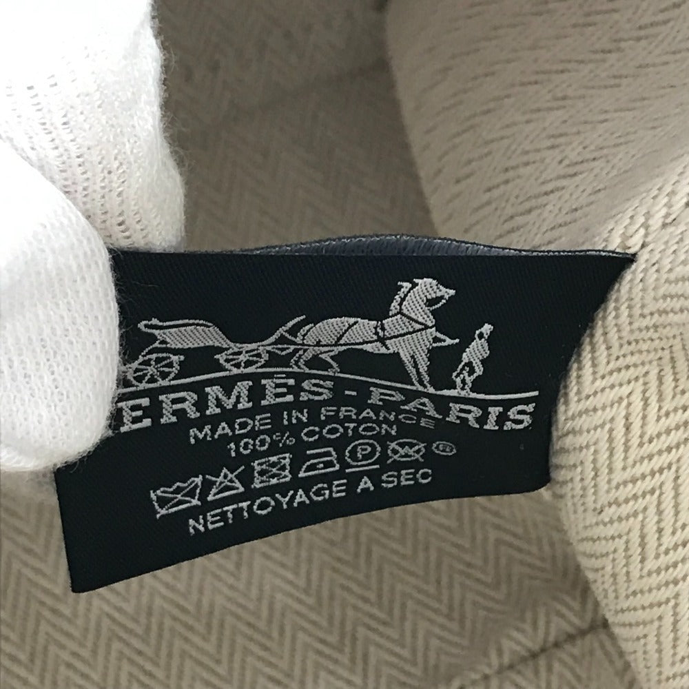 HERMES Bride a Black GM Bride a Black GM Bag Pouch Vanity Bag H Logo Handbag Cotton Unisex Beige