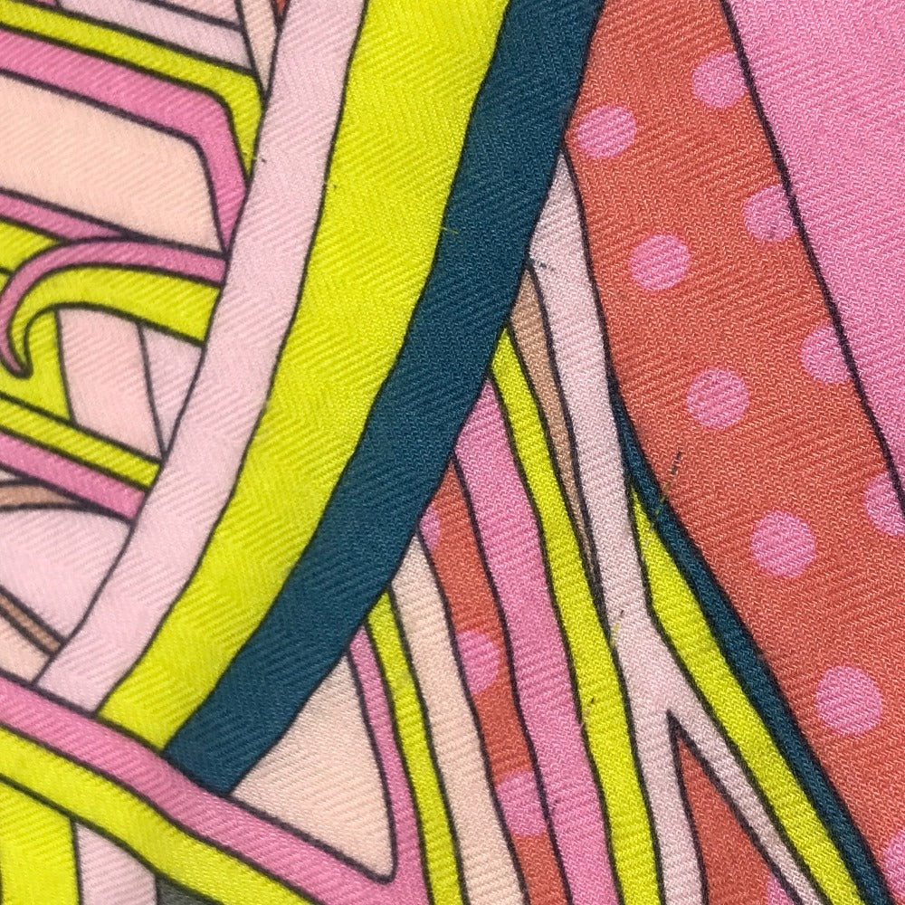 HERMES Faubourg Rainbow Carre Jean 140 Shawl/Stole/Scarf, Large, Unisex, Cashmere, Pink