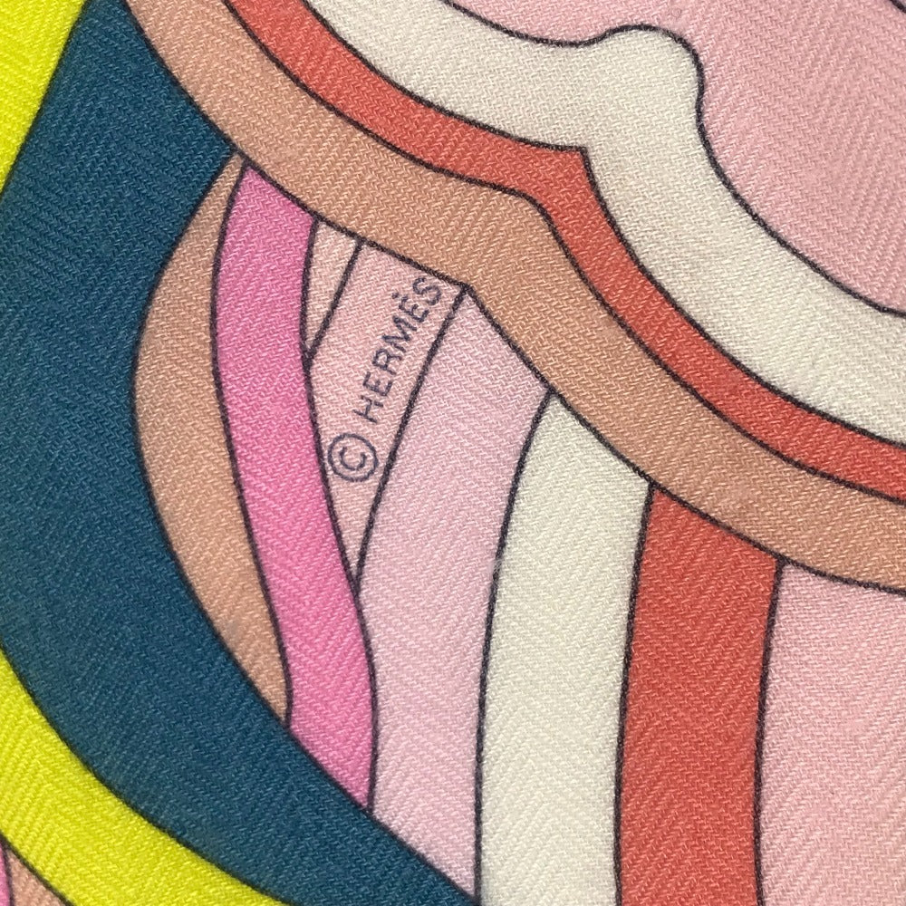 HERMES Faubourg Rainbow Carre Jean 140 Shawl/Stole/Scarf, Large, Unisex, Cashmere, Pink