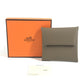 HERMES Bastia Wallet, Square Coin Purse, Chevre, Unisex, Etoupe, Gray