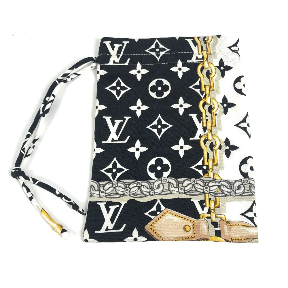 LOUIS VUITTON M76748 Monogram Maille Mask & Drawstring Pouch Set, Nylon, Unisex, Black