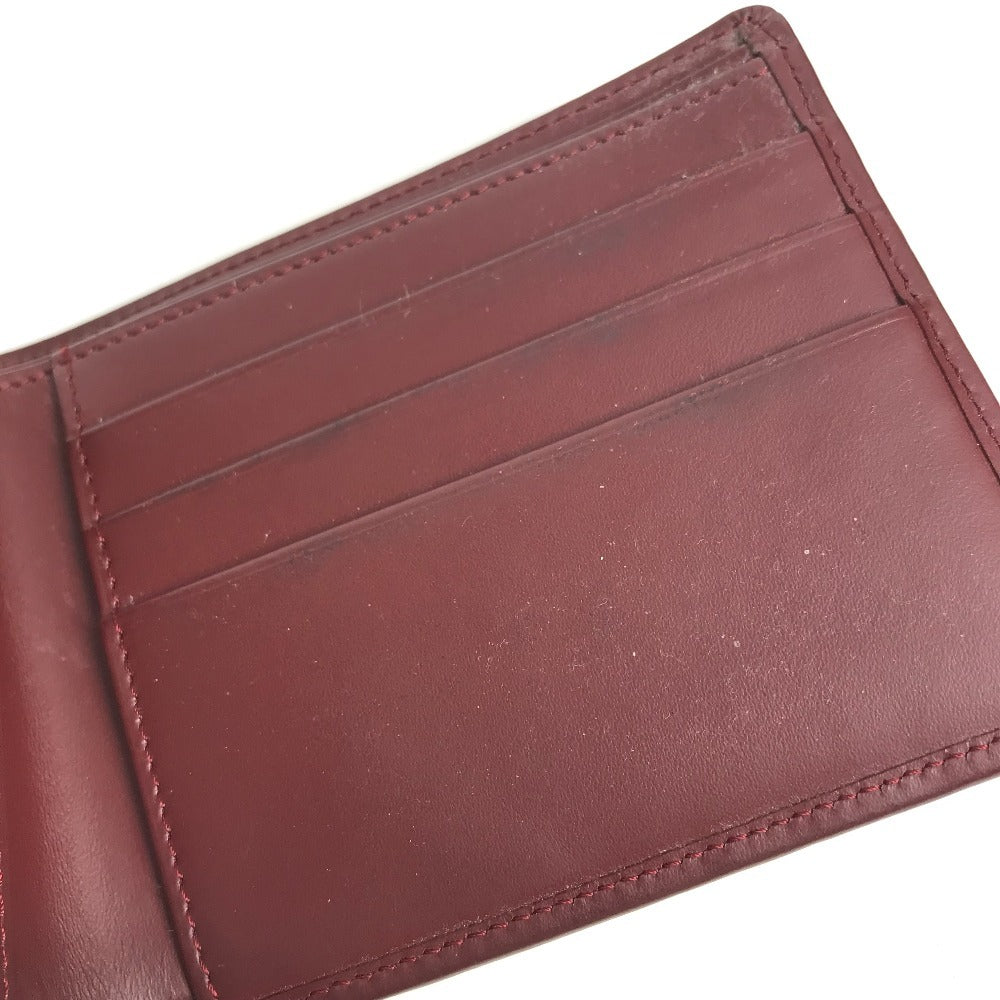 CARTIER Must Line Logo Billfold Compact Wallet, Leather Bi-fold Wallet, Women's, Wine Red