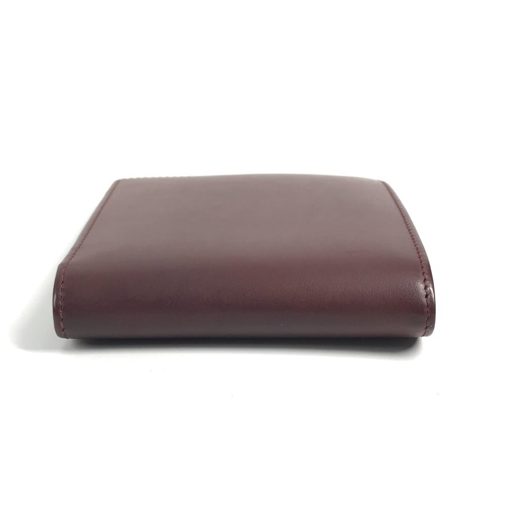 CARTIER Must Line Logo Billfold Compact Wallet, Leather Bi-fold Wallet, Women's, Wine Red