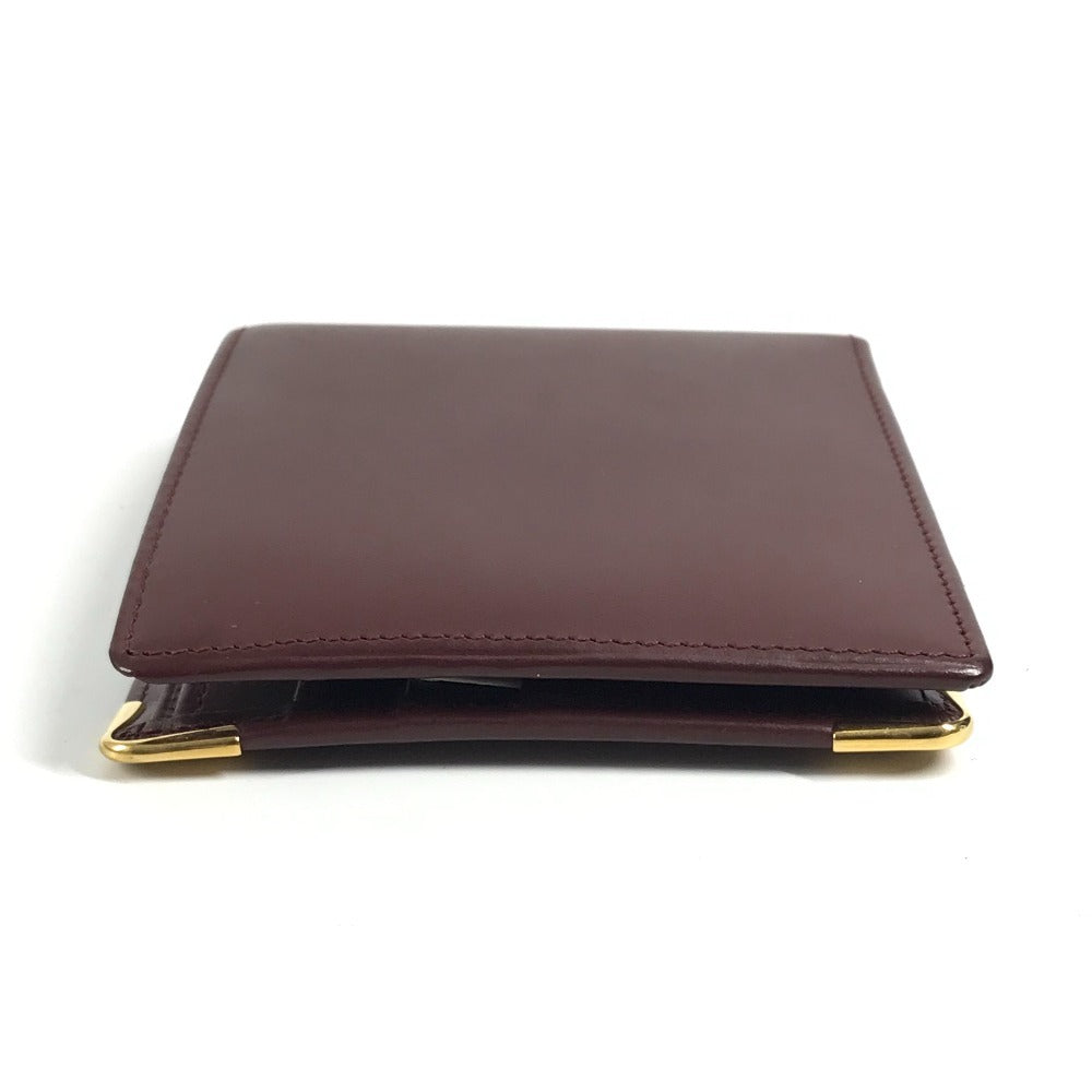 CARTIER Must Line Logo Billfold Compact Wallet, Leather Bi-fold Wallet, Women's, Wine Red