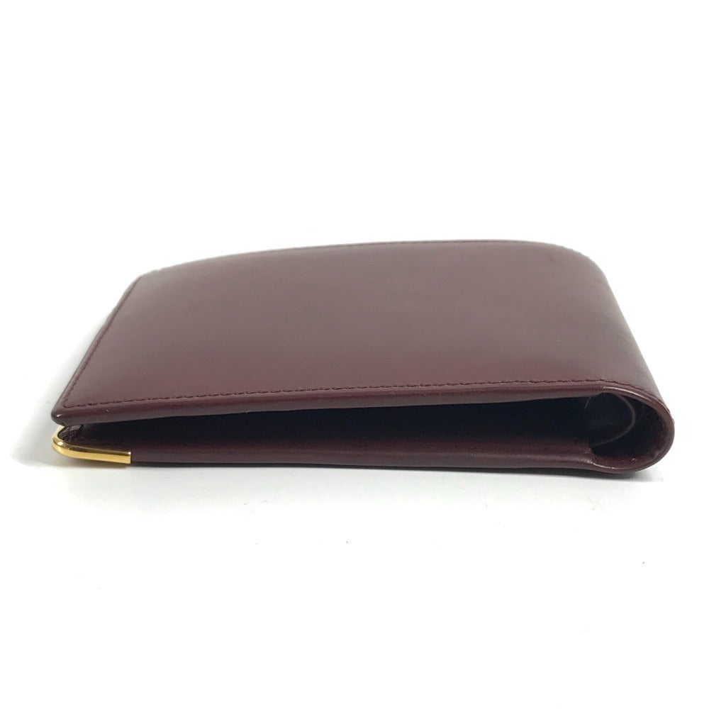 CARTIER Must Line Logo Billfold Compact Wallet, Leather Bi-fold Wallet, Women's, Wine Red