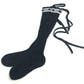 Dior Ribbon Logo Knee-High Socks, Two-Tone Cotton, Women's, Black