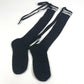 Dior Ribbon Logo Knee-High Socks, Two-Tone Cotton, Women's, Black