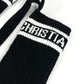 Dior Ribbon Logo Knee-High Socks, Two-Tone Cotton, Women's, Black