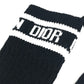 Dior Ribbon Logo Knee-High Socks, Two-Tone Cotton, Women's, Black
