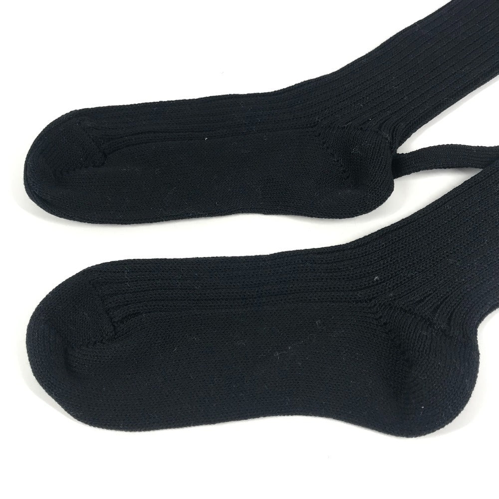 Dior Ribbon Logo Knee-High Socks, Two-Tone Cotton, Women's, Black