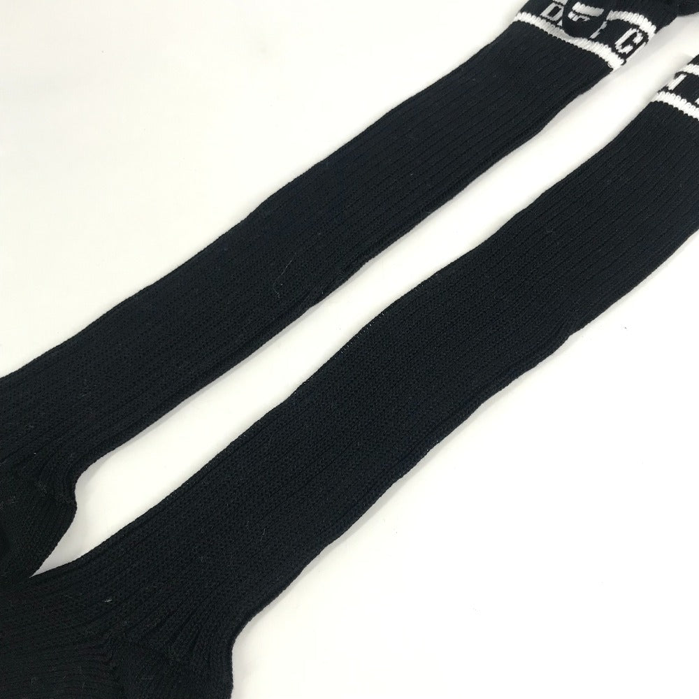 Dior Ribbon Logo Knee-High Socks, Two-Tone Cotton, Women's, Black