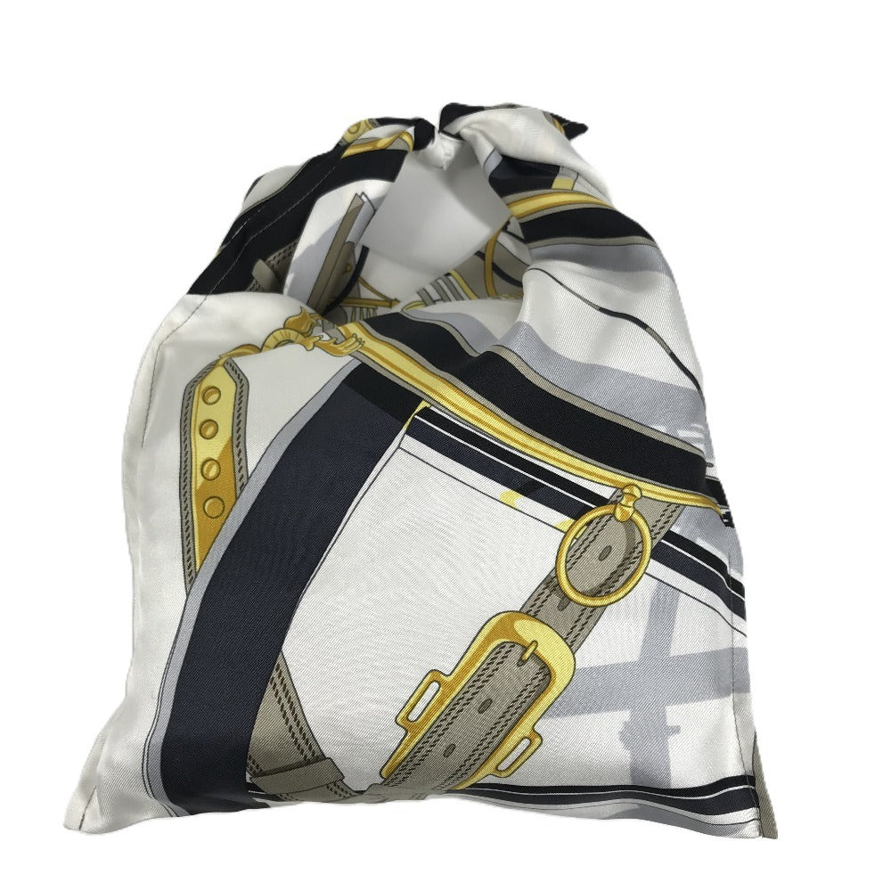 HERMES Petit H Furoshiki PM Pouch/Bag/Handbag in Silk, White, for Women