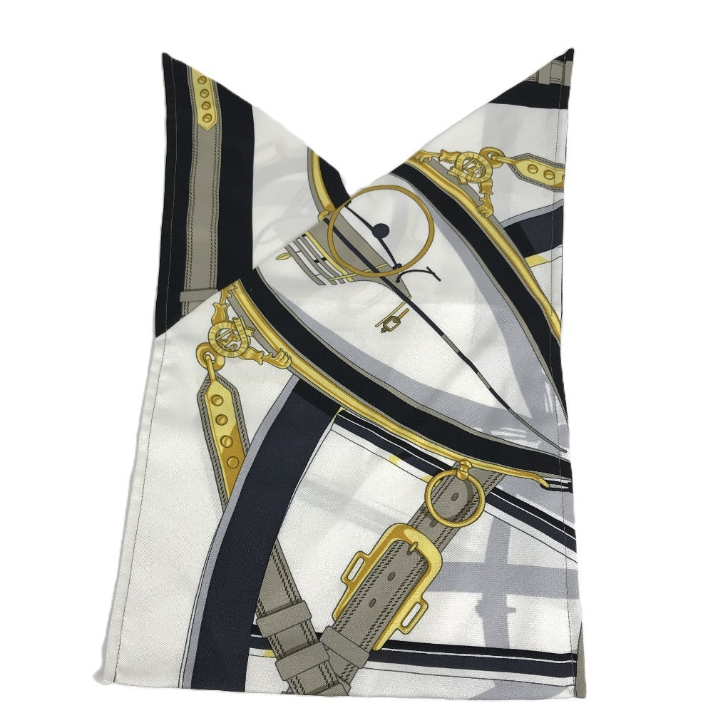HERMES Petit H Furoshiki PM Pouch/Bag/Handbag in Silk, White, for Women