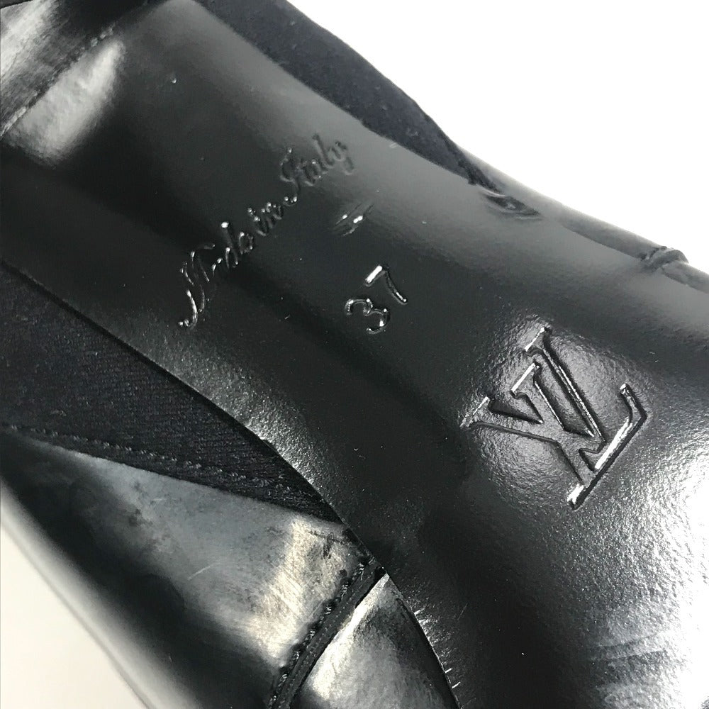 รองเท้าบูทสั้น LOUIS VUITTON ลายโมโนแกรม แต่งระบาย รองเท้าบูท หนัง สำหรับผู้หญิง สีดำ