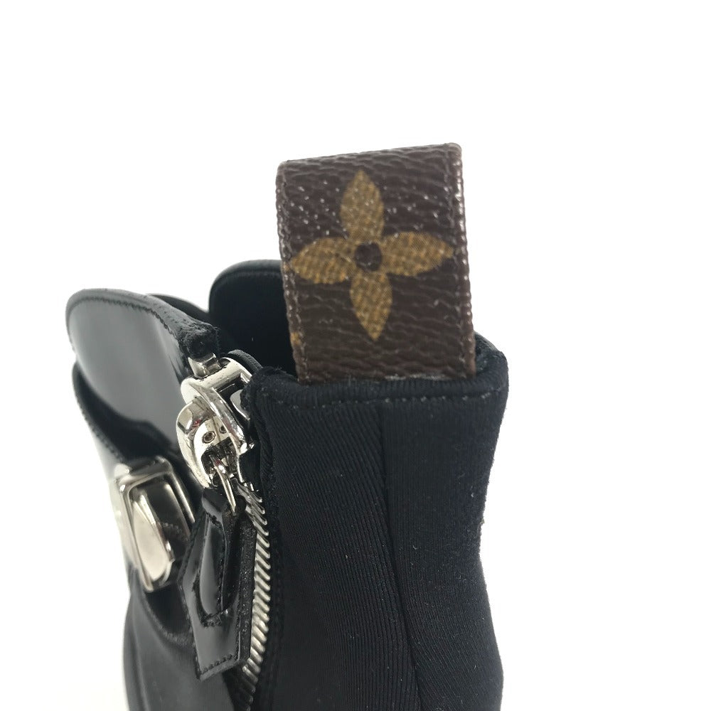 รองเท้าบูทสั้น LOUIS VUITTON ลายโมโนแกรม แต่งระบาย รองเท้าบูท หนัง สำหรับผู้หญิง สีดำ