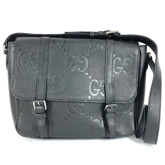 GUCCI 760234 GG JUMBO MD Jumbo GG Medium Messenger Bag Bag Crossbody Shoulder Bag Leather Black Used