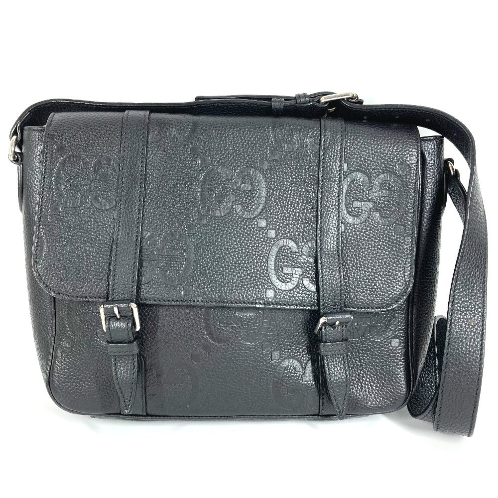 GUCCI 760234 GG JUMBO MD Jumbo GG Medium Messenger Bag, Crossbody Shoulder Bag, Leather, Unisex, Black