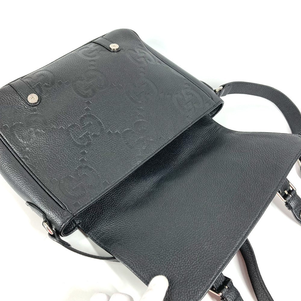 GUCCI 760234 GG JUMBO MD Jumbo GG Medium Messenger Bag, Crossbody Shoulder Bag, Leather, Unisex, Black