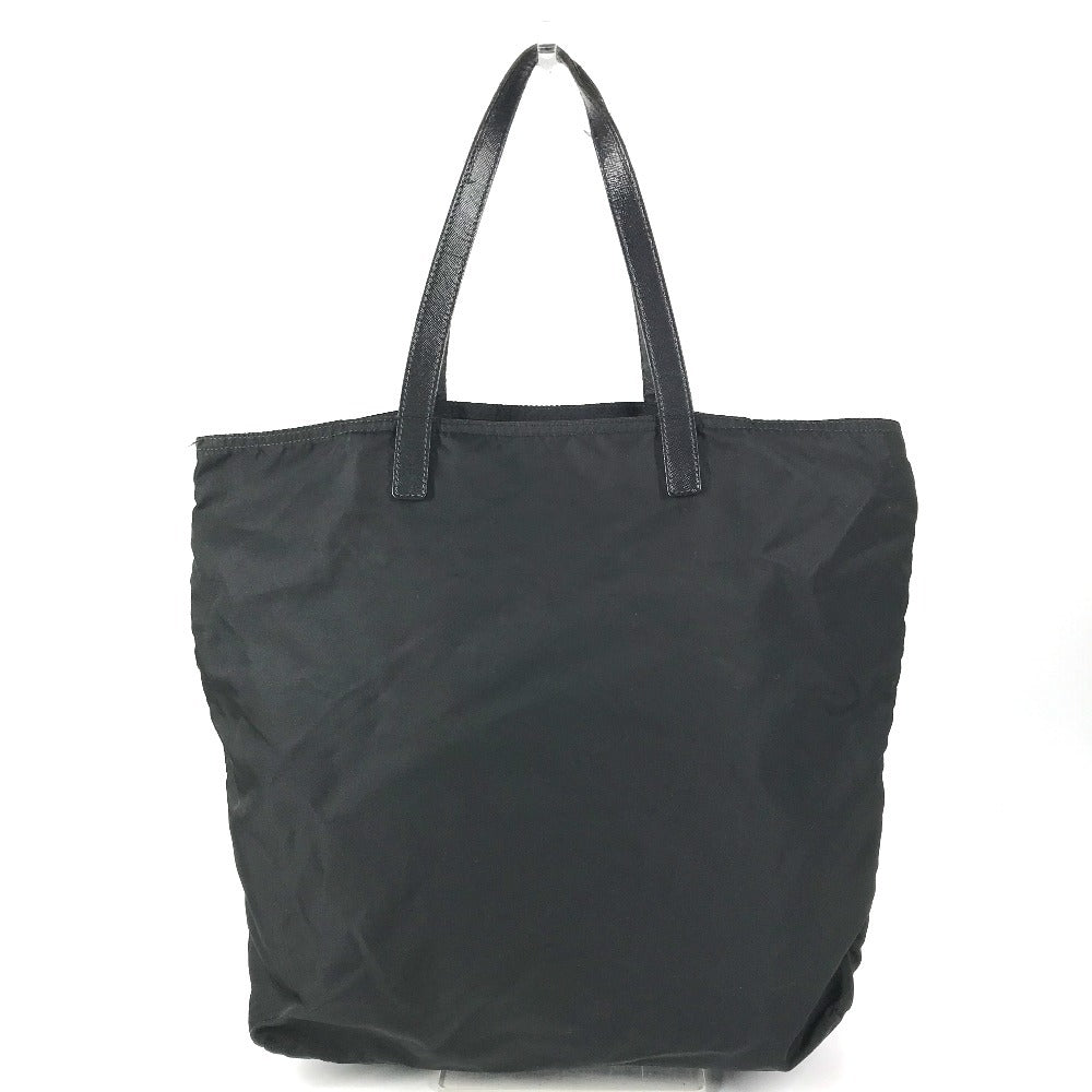 PRADA Triangle Logo Plaque Tote Bag, Shoulder Bag, Vertical Tote, Leather/Nylon, Unisex, Black
