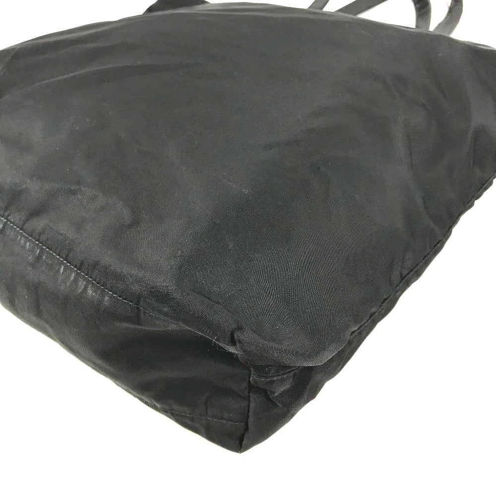PRADA triangle logo triangle logo plate Tote Bag Shoulder Tote Shoulder Bag Leather / Nylon Black Used