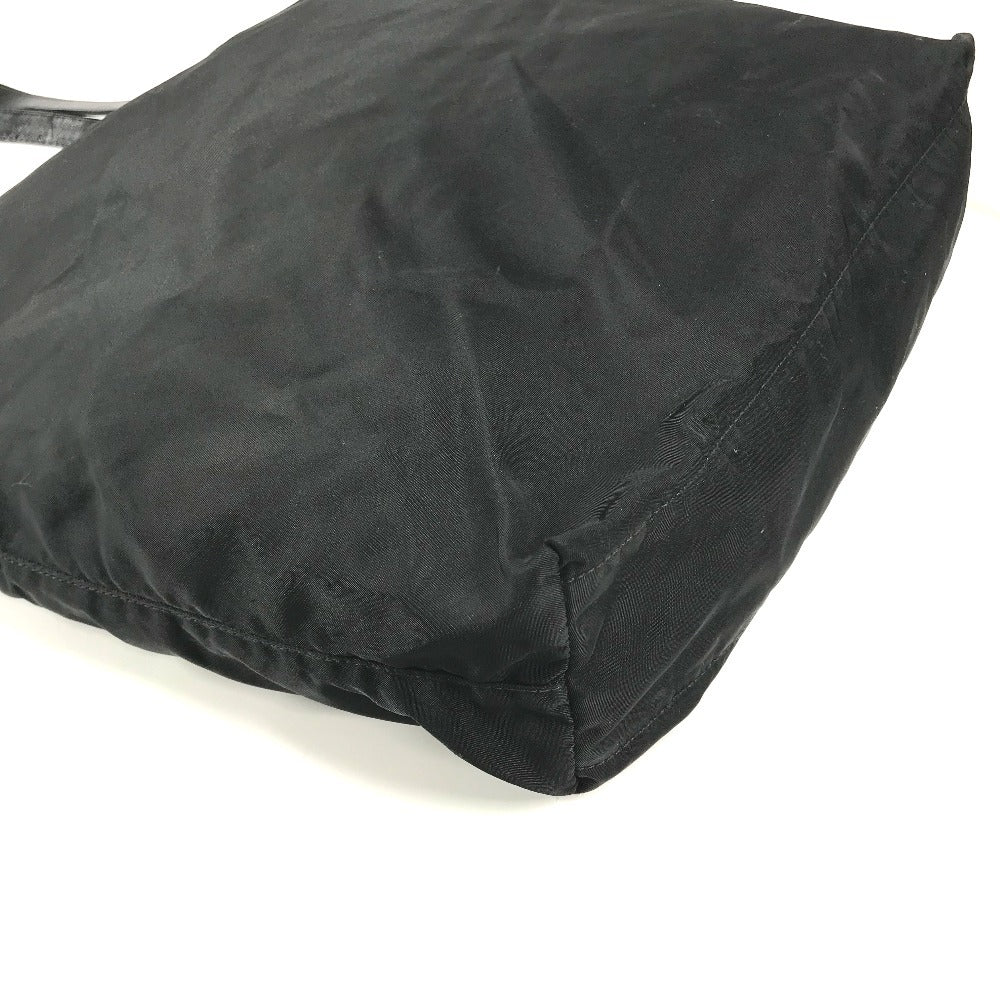 PRADA Triangle Logo Plaque Tote Bag, Shoulder Bag, Vertical Tote, Leather/Nylon, Unisex, Black