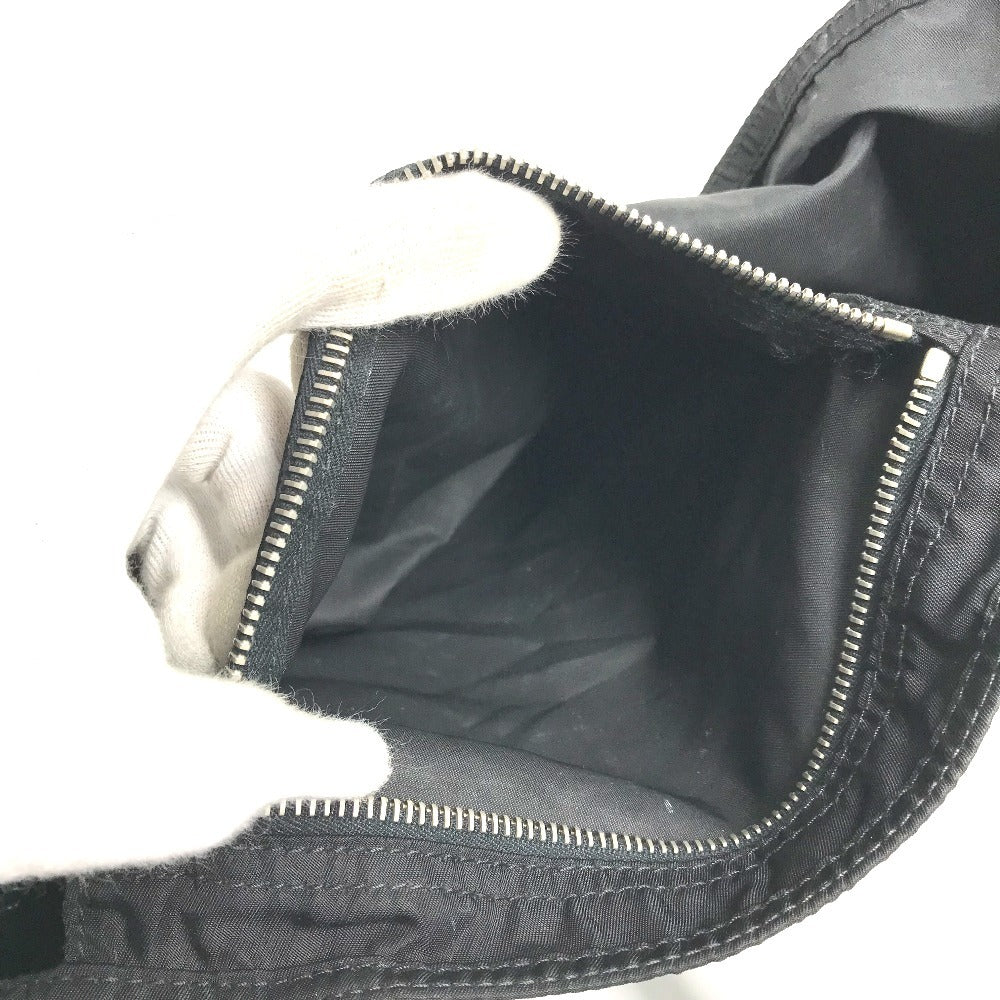 PRADA Triangle Logo Plaque Tote Bag, Shoulder Bag, Vertical Tote, Leather/Nylon, Unisex, Black
