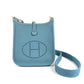 HERMES Evelyn TPM 16 Crossbody Pochette/Shoulder Bag in Taurillon Clemence Leather, Unisex, New Blue Scene Blue