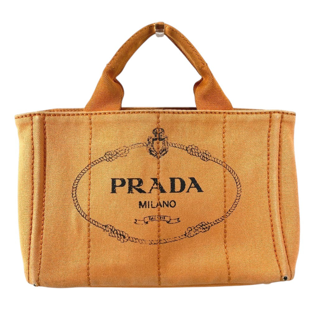 PRADA Canapa logo Handbag, Satchel bag, Tote bag Hand Bag Canvas Orange Used