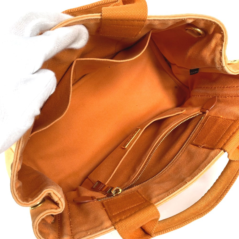 PRADA Canapa logo Handbag, Satchel bag, Tote bag Hand Bag Canvas Orange Used