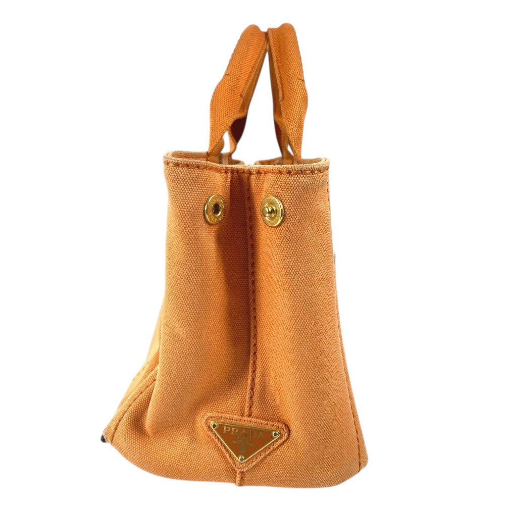 PRADA Canapa logo Handbag, Satchel bag, Tote bag Hand Bag Canvas Orange Used
