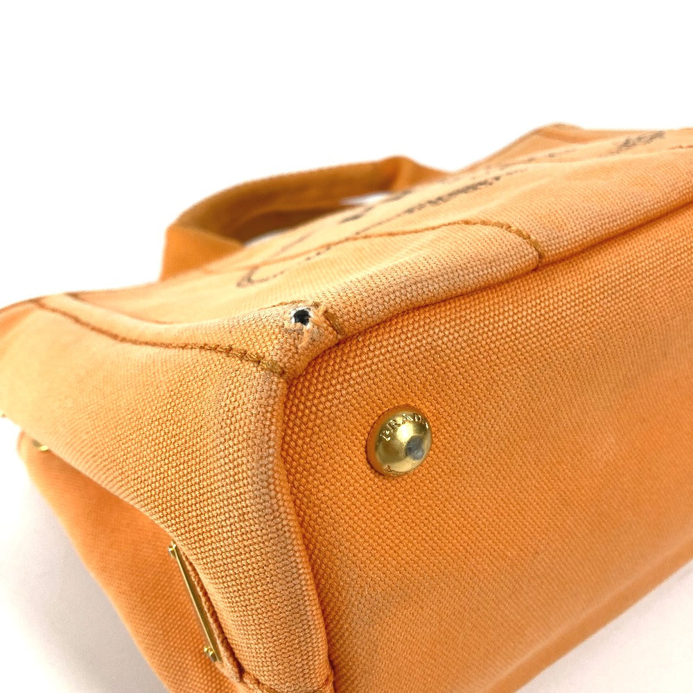 PRADA Canapa logo Handbag, Satchel bag, Tote bag Hand Bag Canvas Orange Used