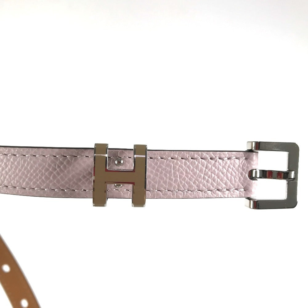 HERMES Pop Ash H Logo Buckle Belt, Thin Leather Belt, Women's, Mauve Pale Pink