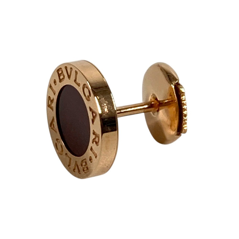 BVLGARI 金 K18 18K PG カーネリアン ブルガリブルガリ ロゴ シングルピアス アクセサリー ジュエリー ピアス Au750 ユニセックス ピンク