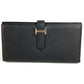 HERMES H Logo Bearn Souffle Bifold Long Wallet, Epson, Unisex, Black