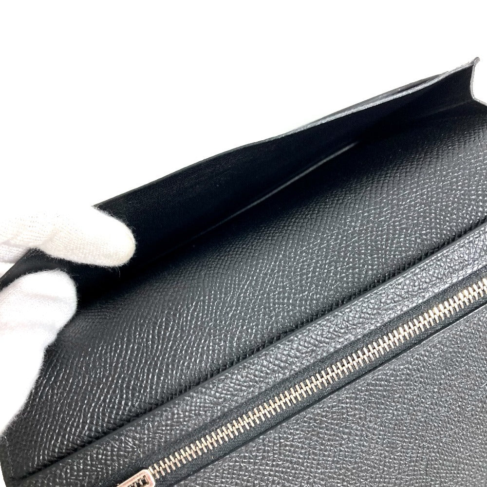 HERMES H Logo Bearn Souffle Bifold Long Wallet, Epson, Unisex, Black