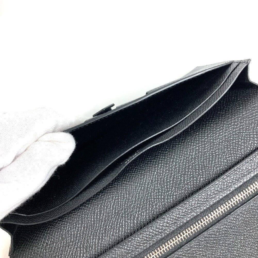 HERMES H Logo Bearn Souffle Bifold Long Wallet, Epson, Unisex, Black
