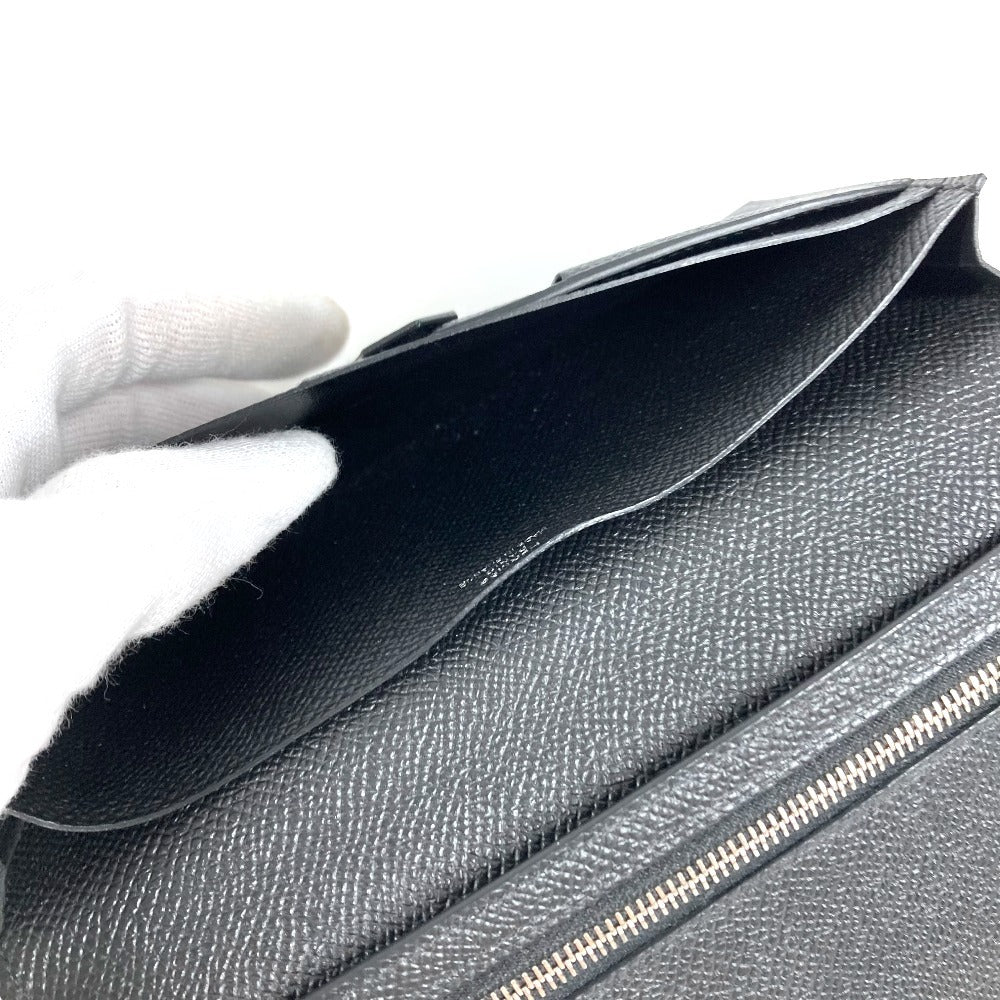 HERMES H Logo Bearn Souffle Bifold Long Wallet, Epson, Unisex, Black