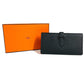 HERMES H Logo Bearn Souffle Bifold Long Wallet, Epson, Unisex, Black