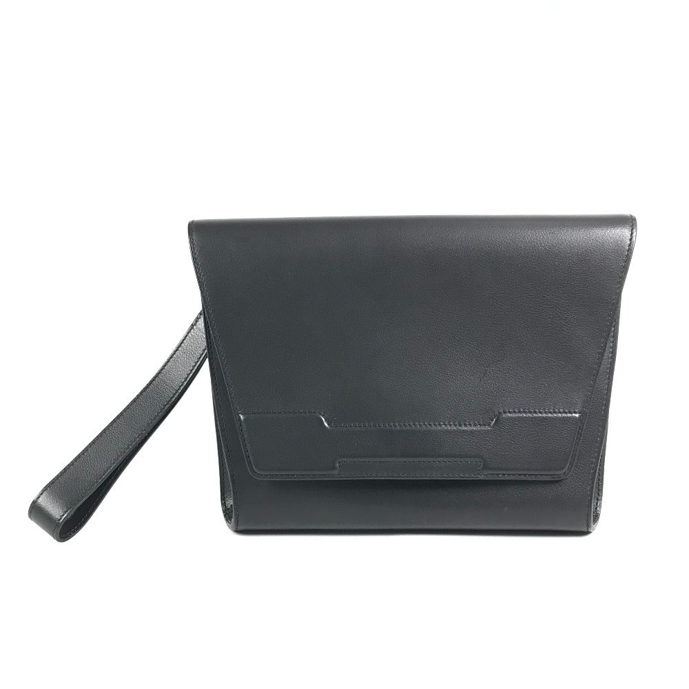 HERMES Novapolis pouch with strap, H logo, flap, clutch bag, Evercolor, unisex, black
